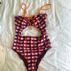Zara printed cut out swimsuit